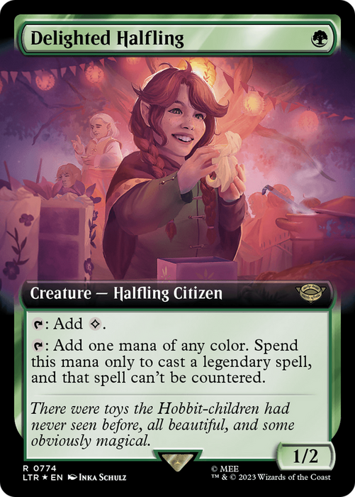 Delighted Halfling (Extended Art) (Surge Foil) [The Lord of the Rings: Tales of Middle-Earth]