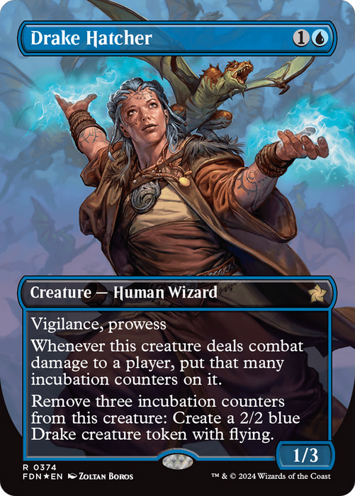 Drake Hatcher (Borderless) (Mana Foil) [Foundations]