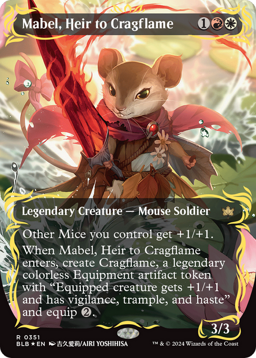 Mabel, Heir to Cragflame (Borderless) (Raised Foil) [Bloomburrow]