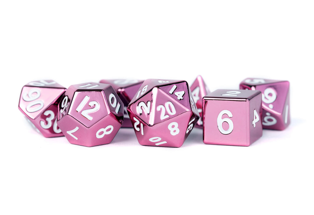 METAL 7 DICE SET PINK 16MM