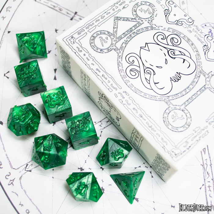 ELDER DICE BRAND OF CTHULHU DROWNED GREEN RAW SET