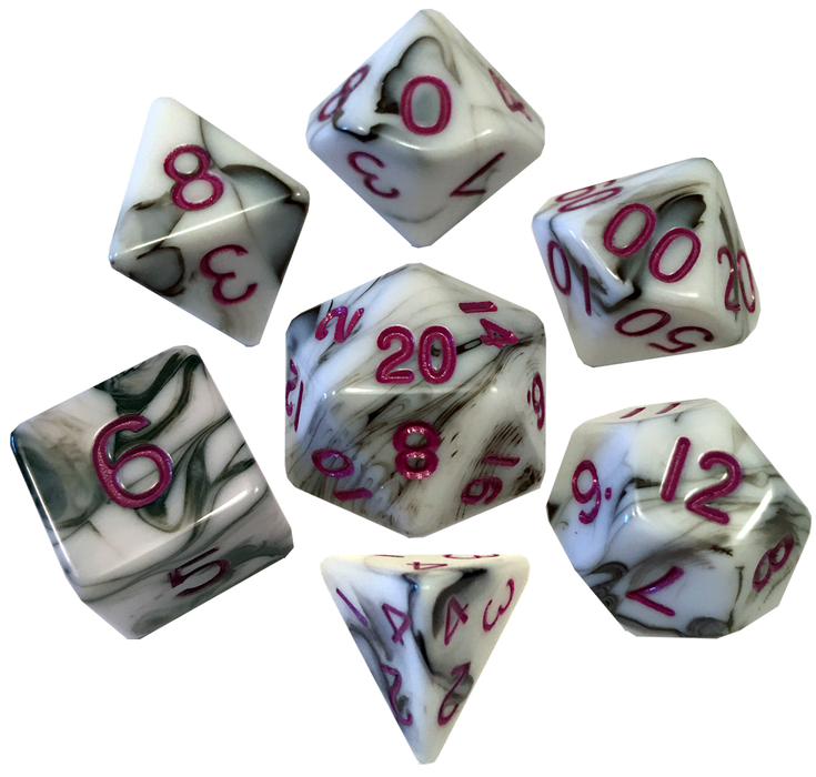 Acrylic 7 Dice Marble W/Purple 16MM