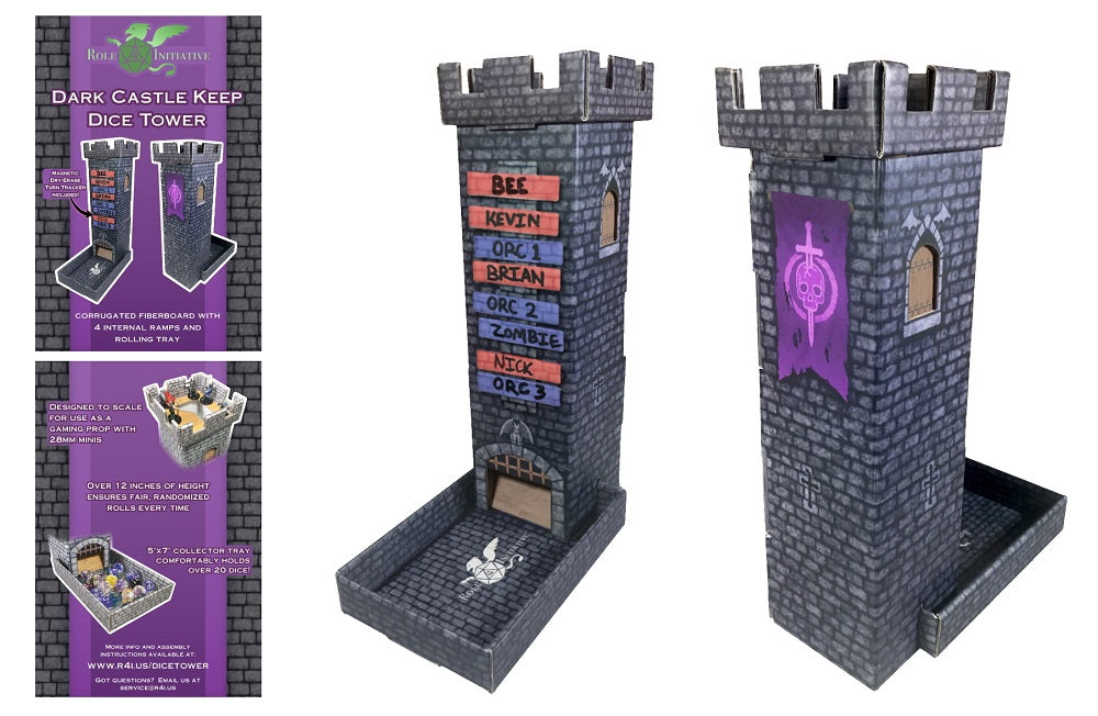 Dark Castle Dice Tower with Magnetic Turn Tracker