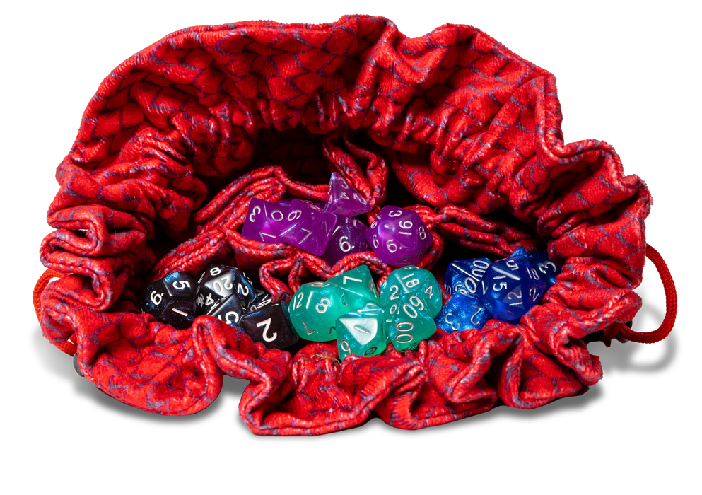 VELVET DICE BAG COMPARTMENT DRAGON STORM RED