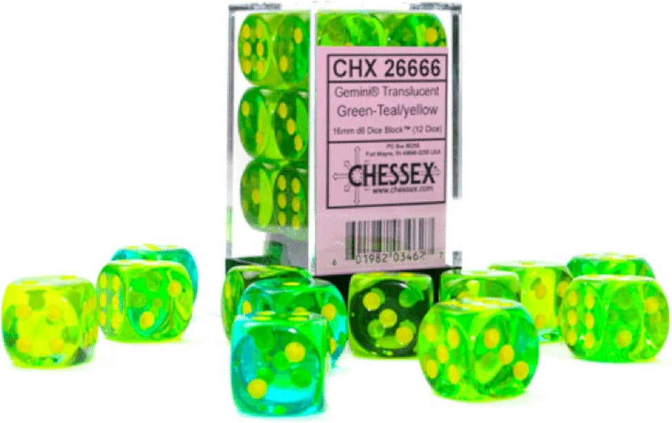 GEMINI 12D6 TRANSLUCENT GRN-TEAL/YELLOW 16MM