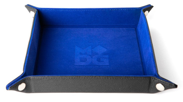 FOLD UP DICE VELVET TRAY W/ PU LEATHER BLUE