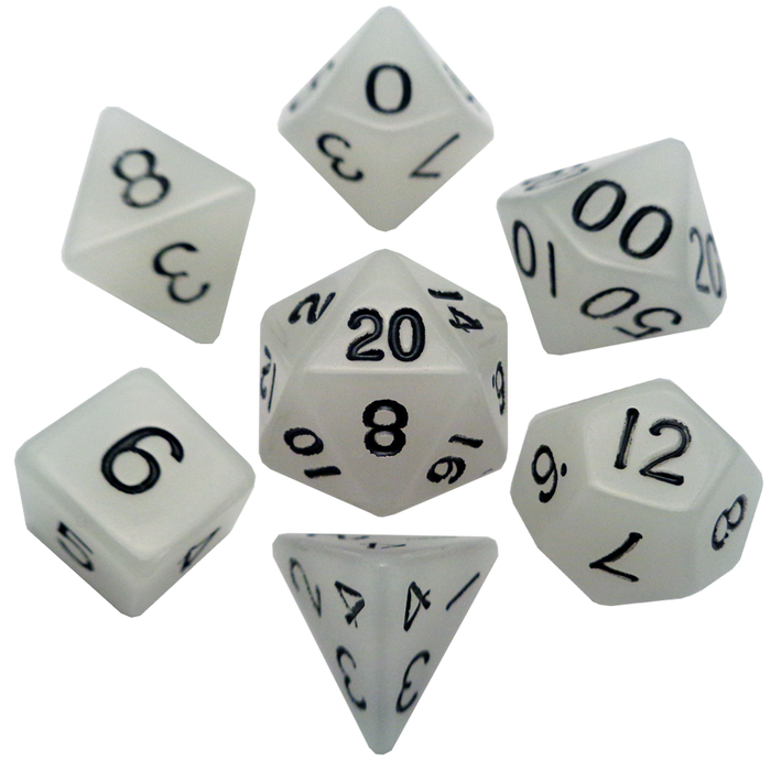 Acrylic 7 Dice Set Glow Clear 16MM