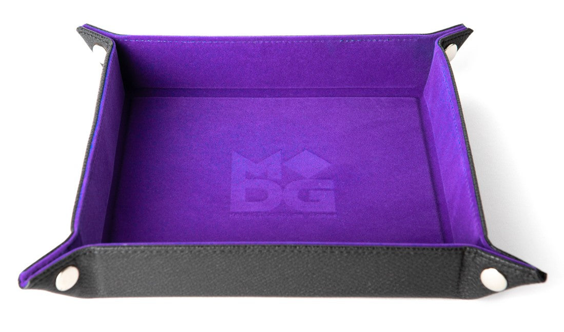 FOLD UP DICE VELVET TRAY W/ PU LEATHER PURPLE