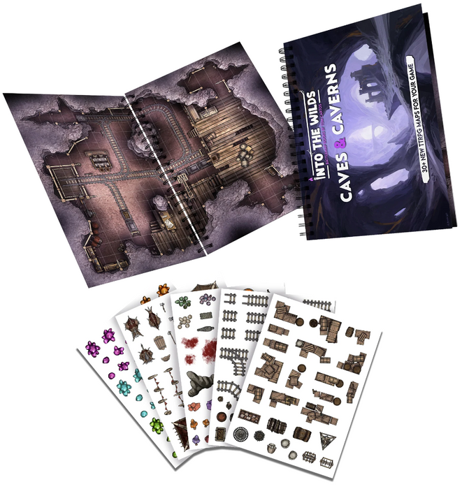 Into the Wilds Battlemap Books: Caves and Caverns