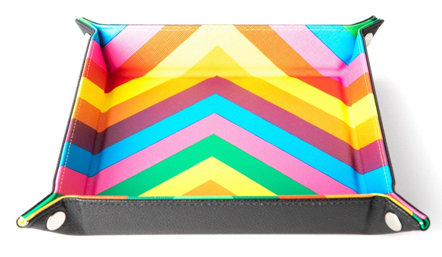 FOLD UP DICE VELVET TRAY W/ PU LEATHER RAINBOW