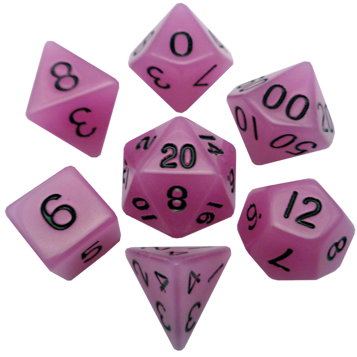 Acrylic 7 Dice Set Glow Purple 16MM