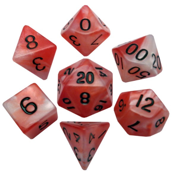 Acrylic 7 Dice Set Red/White W/Black 16MM