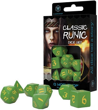 Classic Runic Dice Set: Green/Yellow