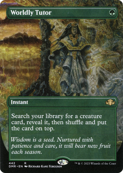 Worldly Tutor (Borderless Alternate Art) [Dominaria Remastered]